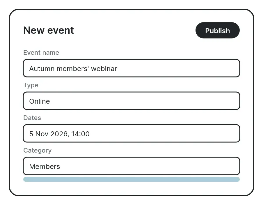 The new event form in EventEngine
